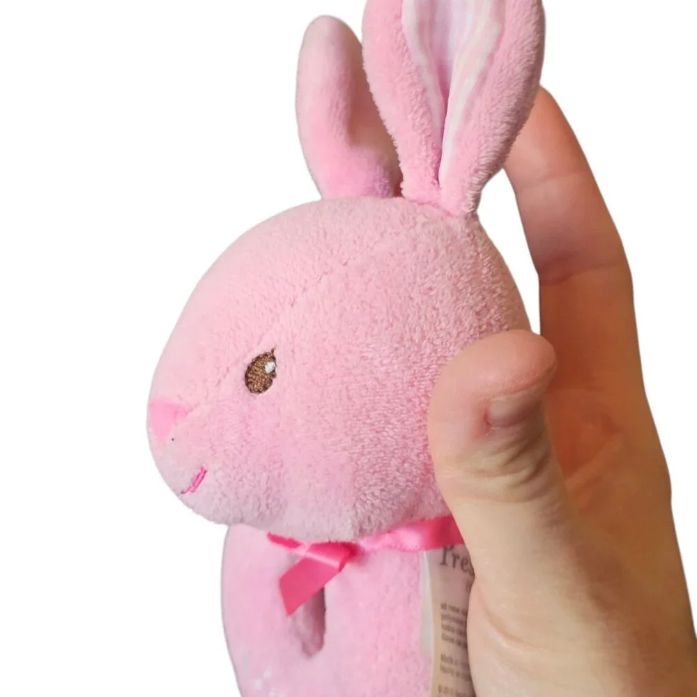 Baby Girl Pink My First‎ Bunny Rattle Plush Toy Gift By Prestige Plaid Ears